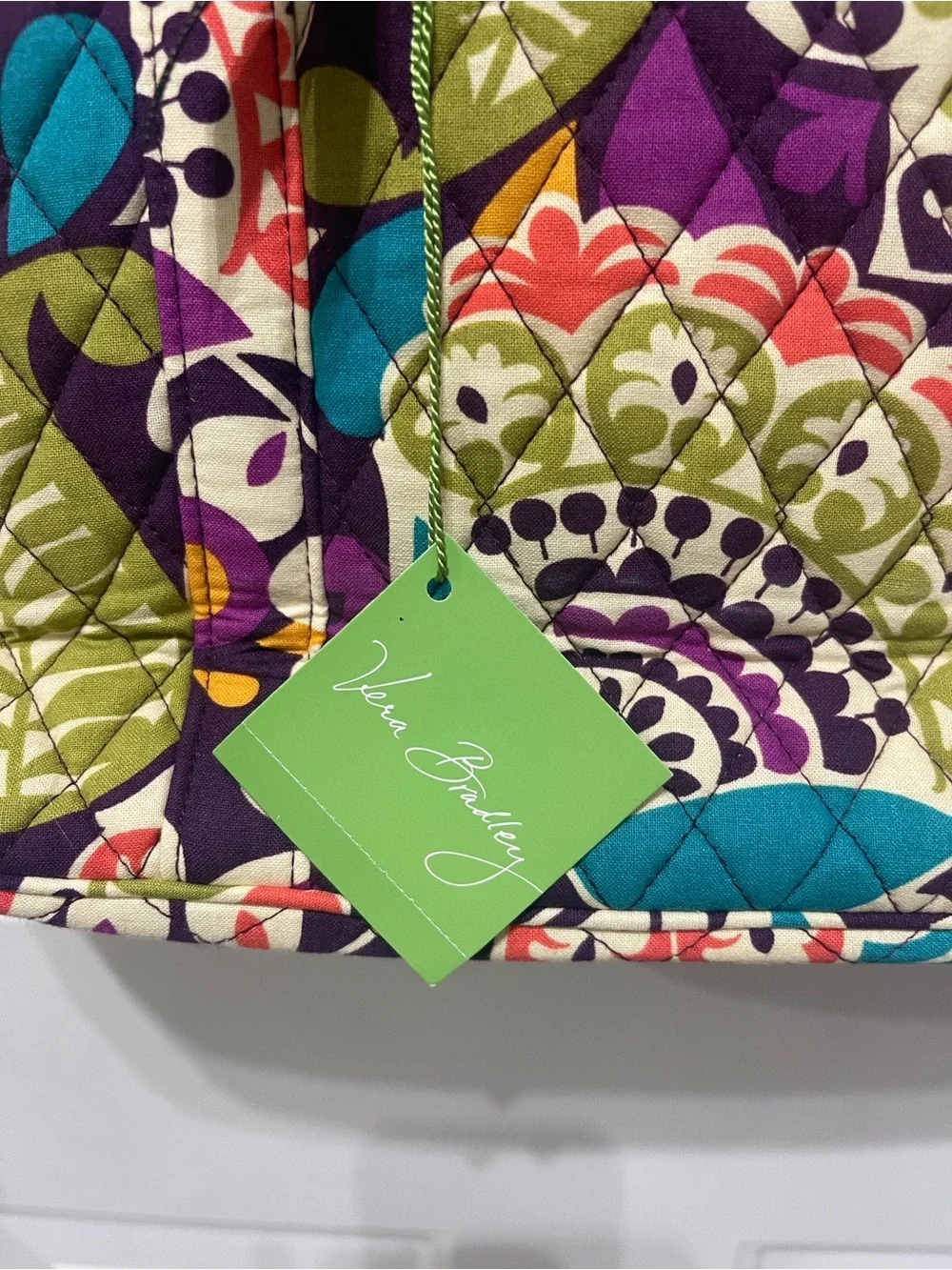 NWT $88 Vera Bradley Large Laptop Tote Plum Crazy with Toggle Closure